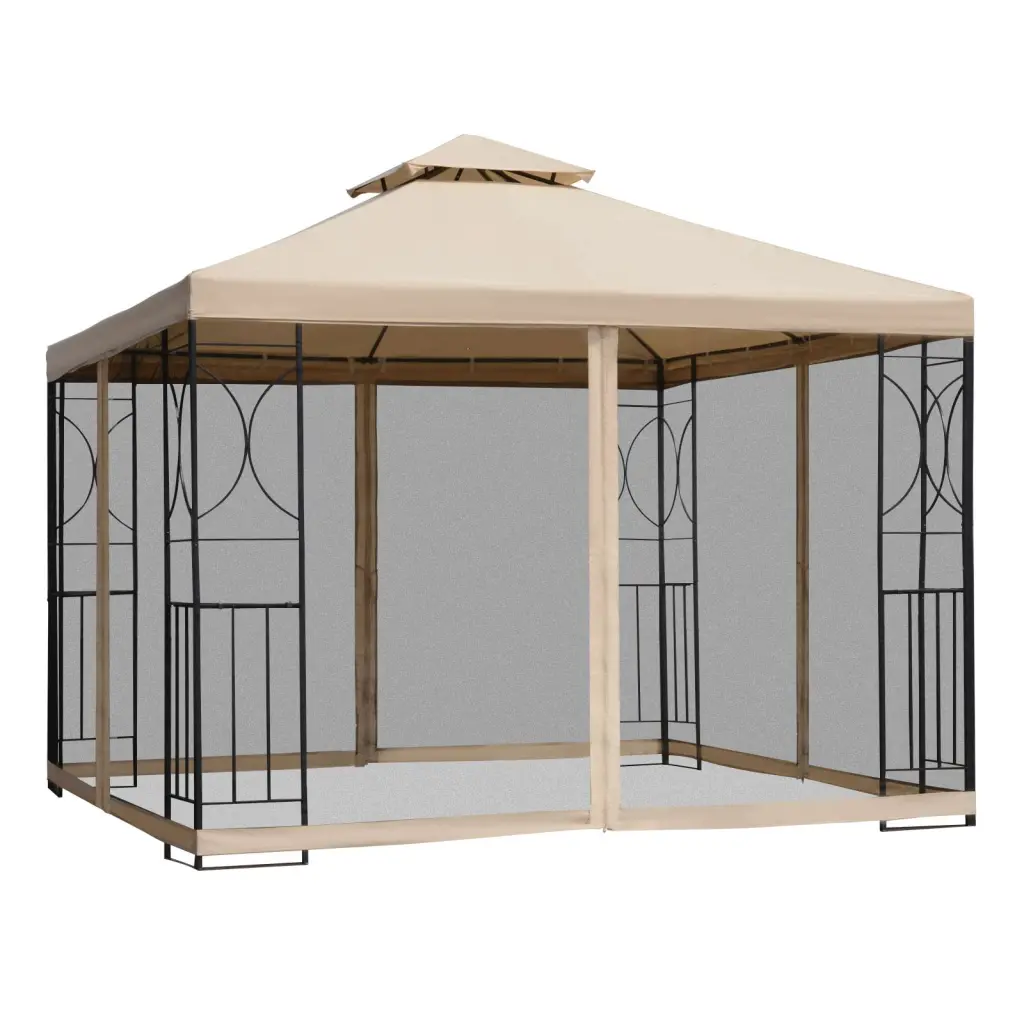 Outsunny 10x10 Patio Gazebo Corner Shelves Outdoor Use aosom business