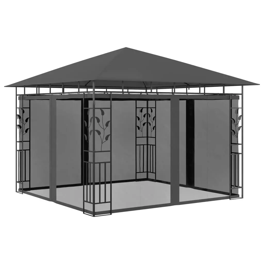 Gazebo Mosquito Net 9.8x9.8x9 Feet Anthracite 0.6 oz/ft² Outdoor Shelter
