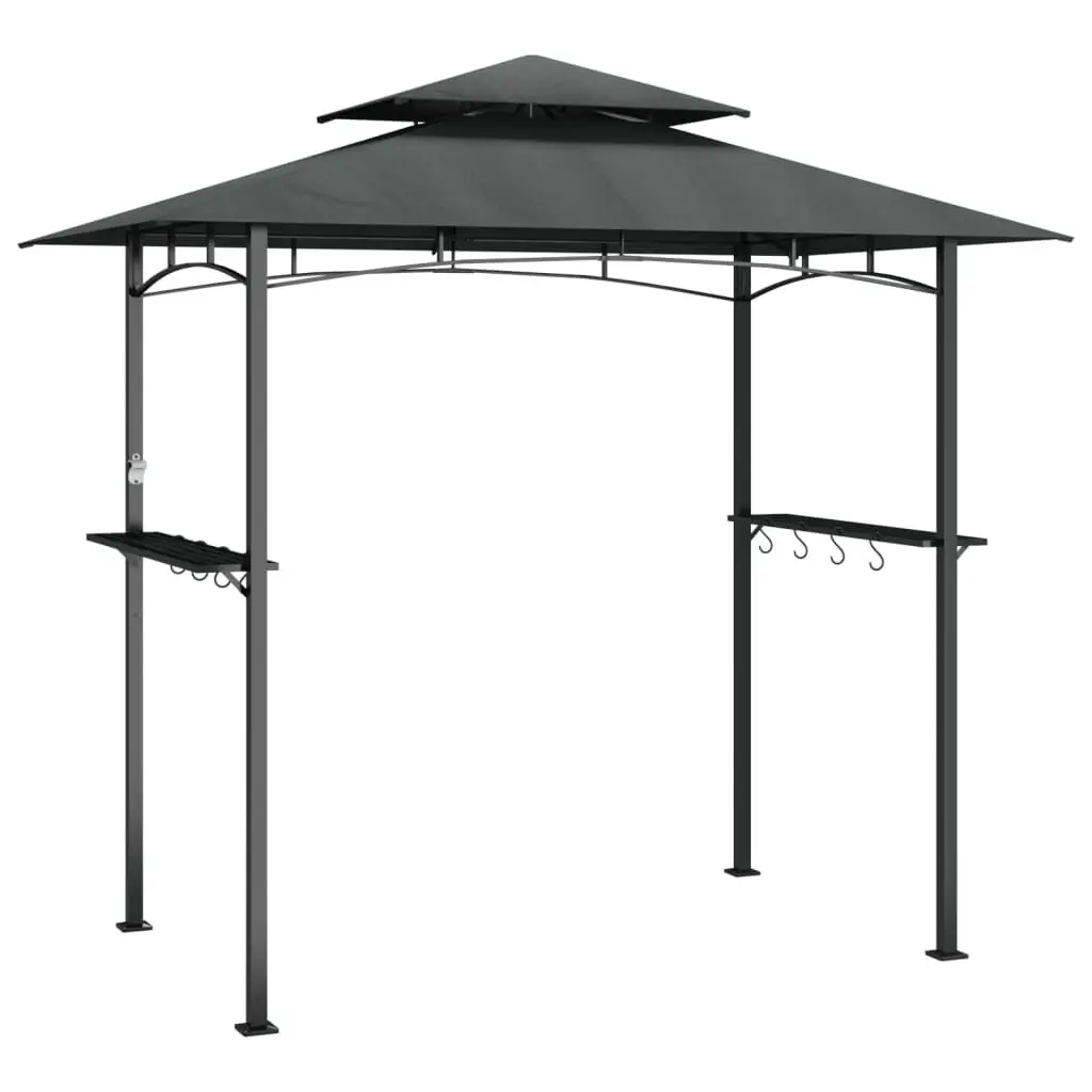 BBQ Gazebo Side Shelves Anthracite 94.5x59.1x95.7 Inches Steel Outdoor Shelter