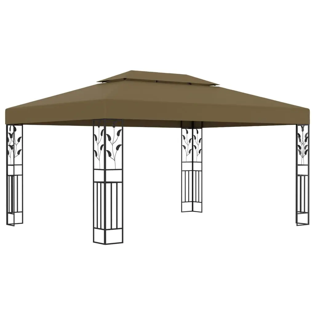 Gazebo Double Roof 9.8x13.1 Feet Taupe 0.6 oz/ft² Outdoor Canopy Shelter
