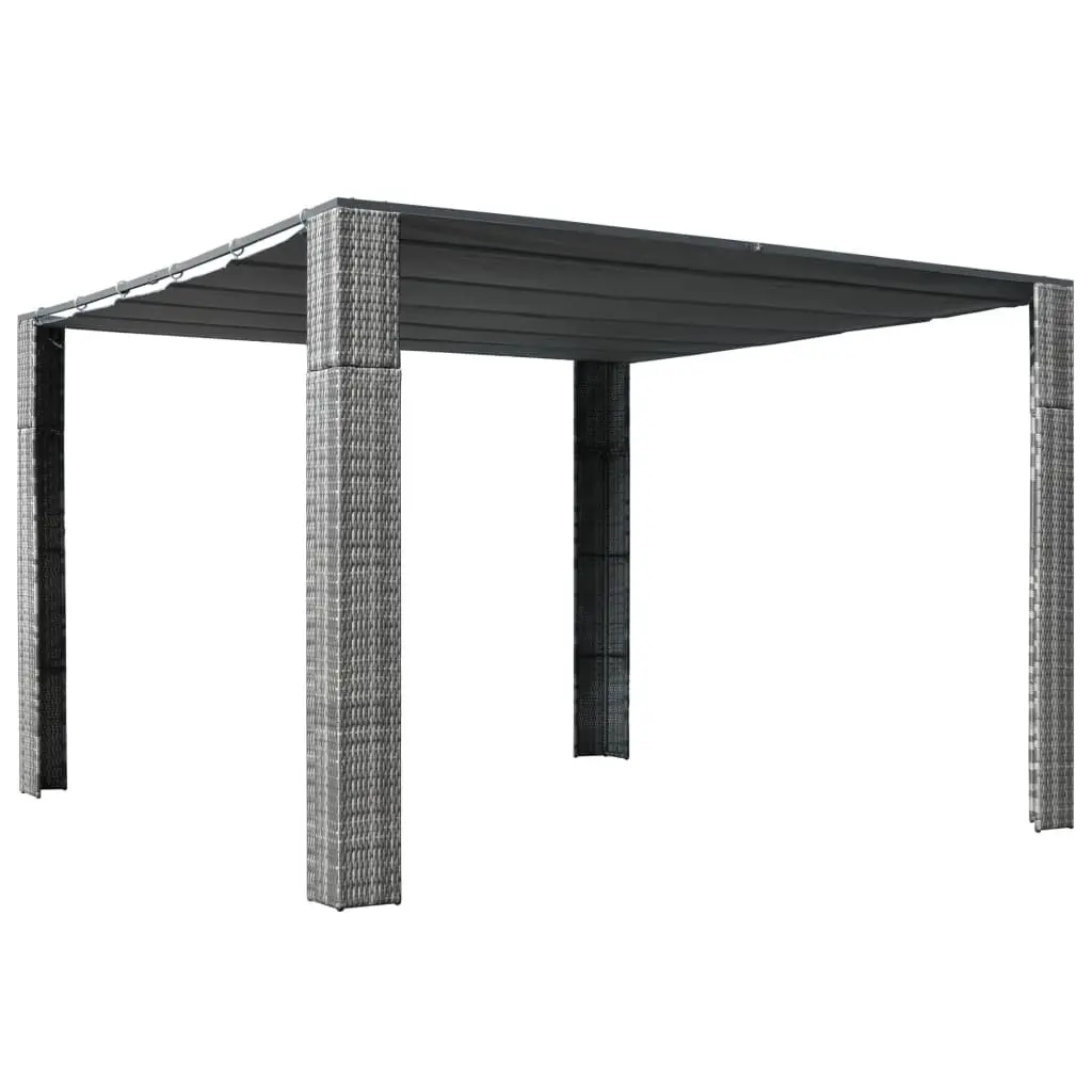Gazebo Roof Poly Rattan 118.1x118.1x78.7 Inches Gray and Anthracite Outdoor Shelter