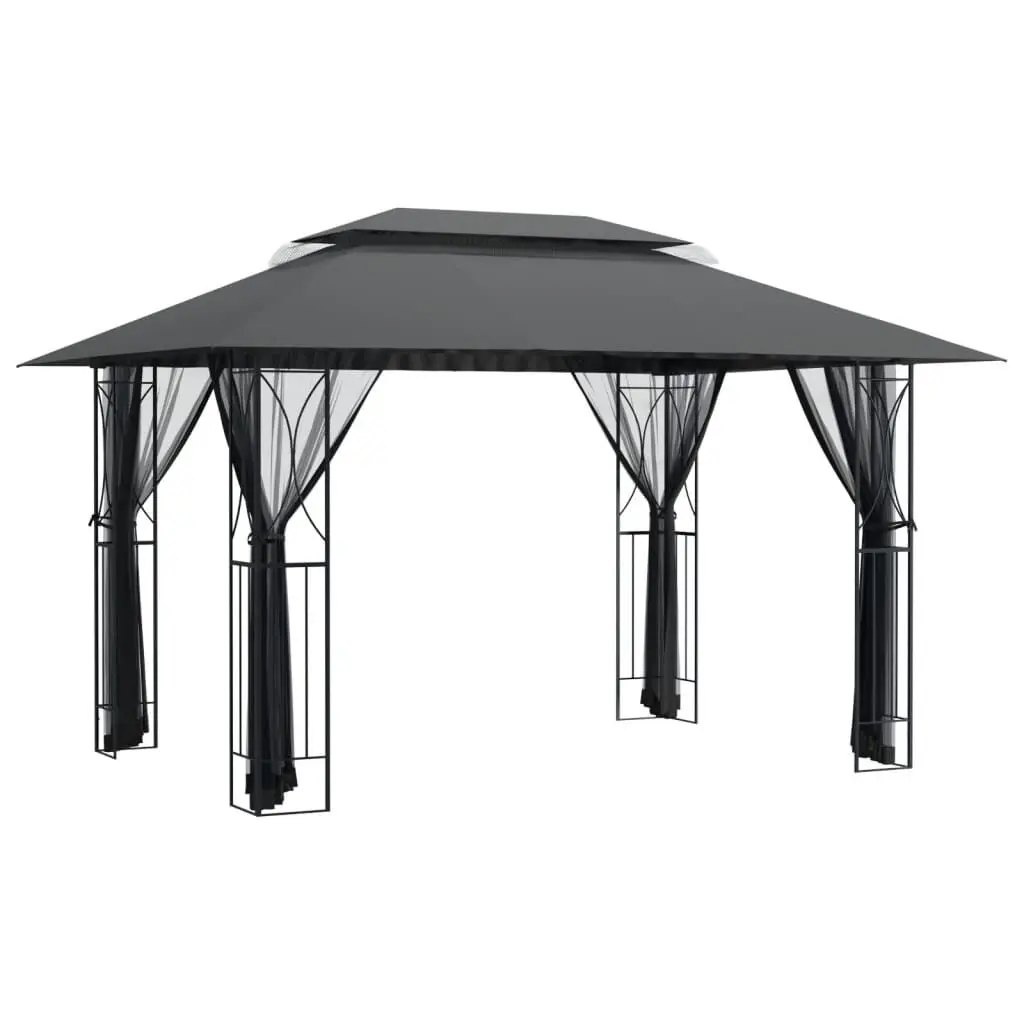 Gazebo Sidewalls Anthracite 157.5x118.1x106.3 Inches Steel Outdoor Shelter