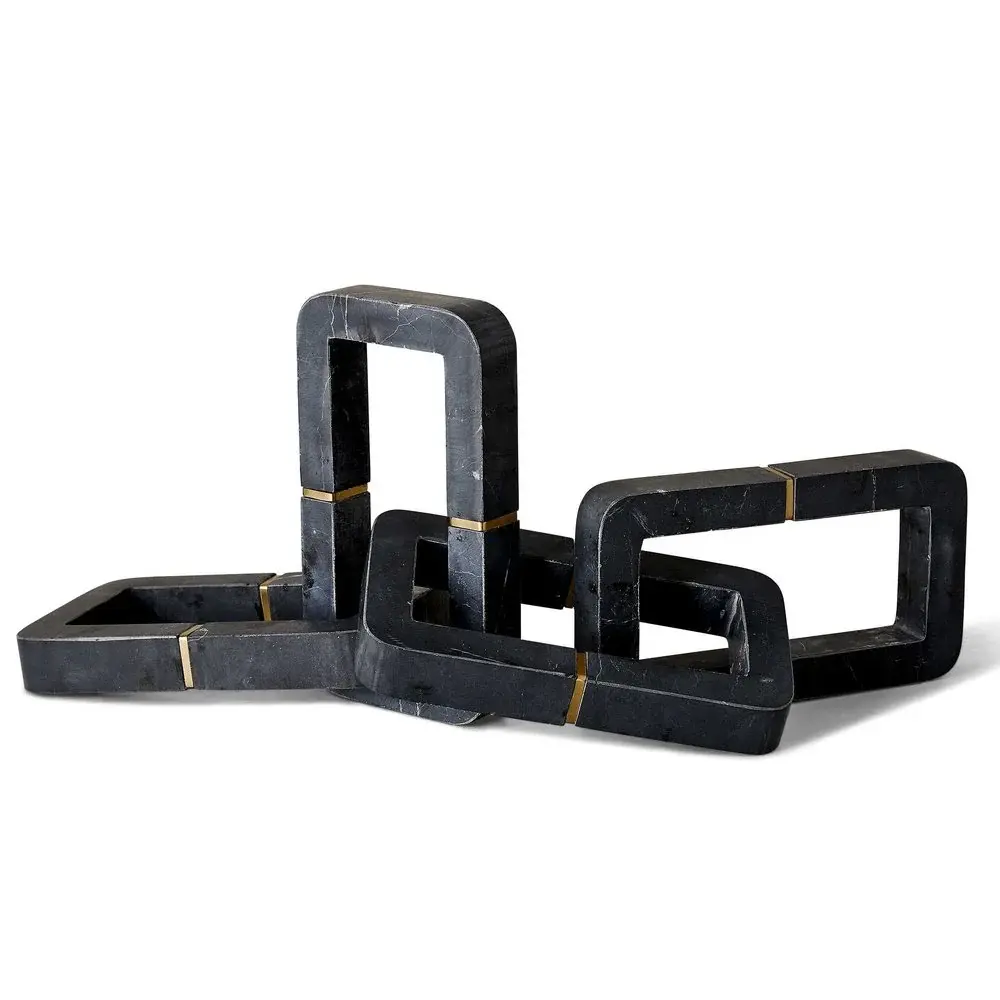 Black Label Connection Sculpture - Black & Ivory Marble