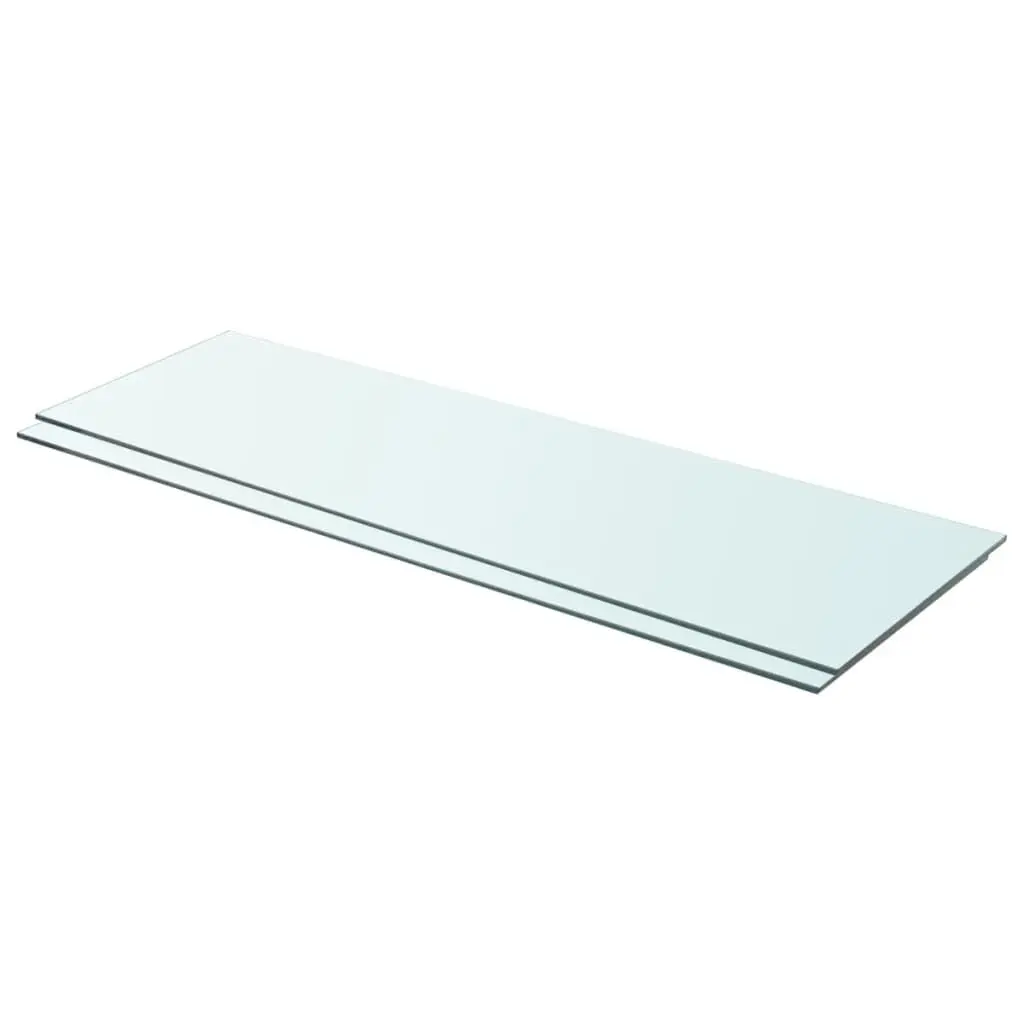 Shelves 2 pcs Panel Glass Clear 35.4x11.8 Inches Wall Mounted