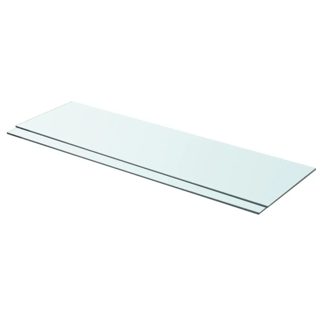 Shelves 2 pcs Panel Glass Clear 35.4x9.8 Inches Wall Mounted