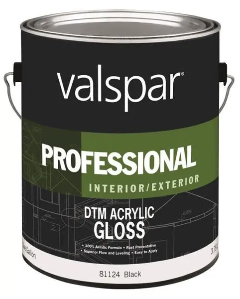 Valspar 81124 1 Gallon Professional Interior Exterior Acrylic Gloss Paint Black High Shine Finish