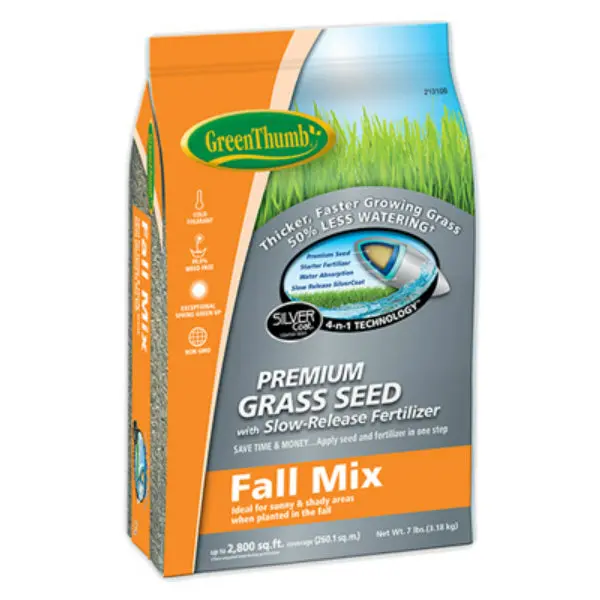 Green Thumb GREUN225 Premium Coated Turfgrass Seed Mixture Fall Mix 7 Lb Lawns
