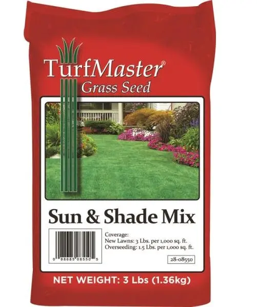 TurfMaster 28-08550 Sun & Shade Mix Grass Seed 3 Lbs Premium Lawn Seed