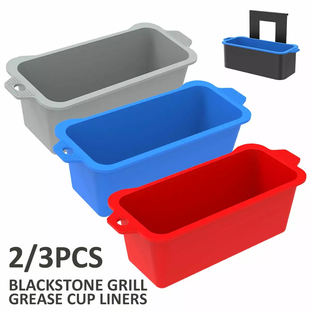 Lieonvis 2 Pack Silicone Grease Cup Liners Blackstone Grill - Reusable Drip Pan Liners Griddle Rear Grease Catcher