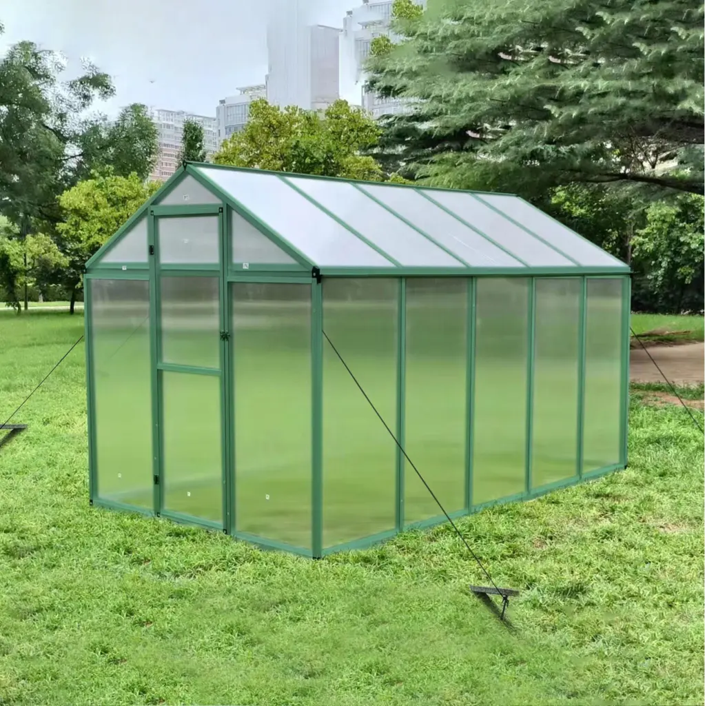 6x10 Ft Polycarbonate Aluminum Greenhouse Gain Height Windproof rnb