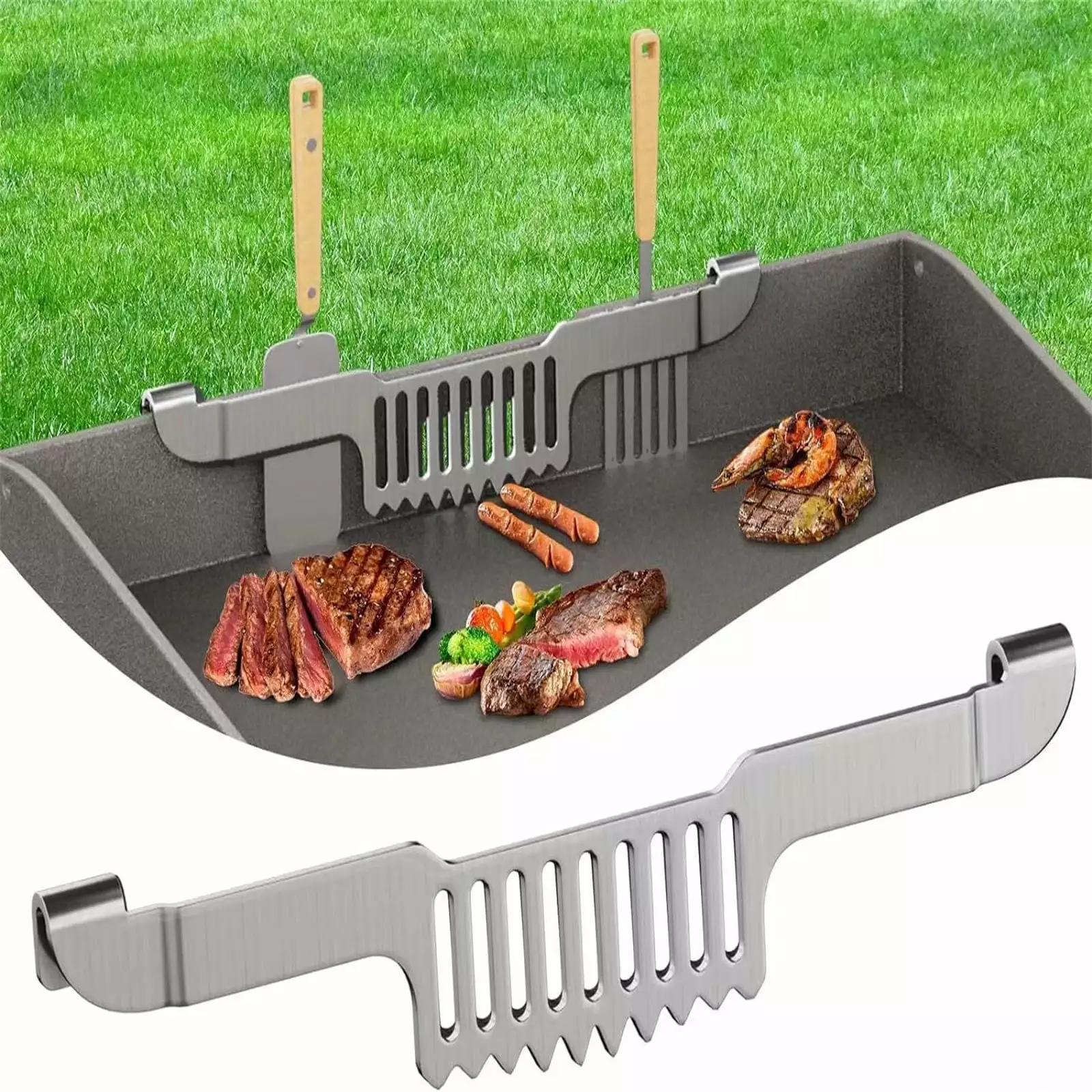Ckraxd Blackstone Griddle Grease Gate Scraper and Spatula Rack Set Magnetic Adjustable Stainless Steel 11