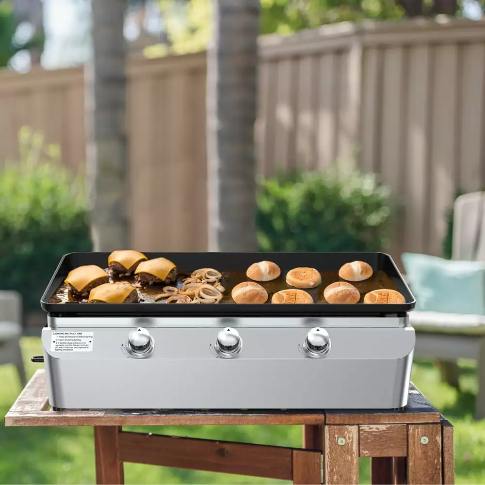 Nexgrill 3 Burner Travel-friendly Propane Gas Grill Griddle Top 2