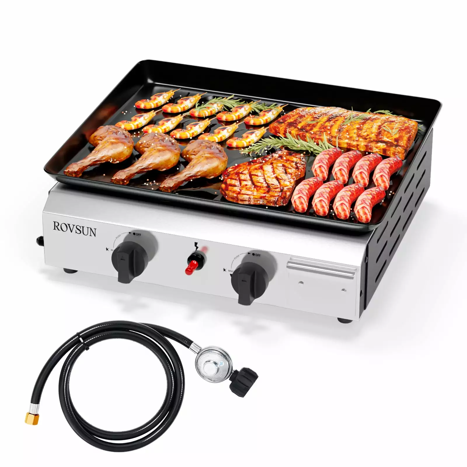 ROVSUN 2 Burner Propane Griddle - 20,000 BTU Tabletop Flat Top Grill