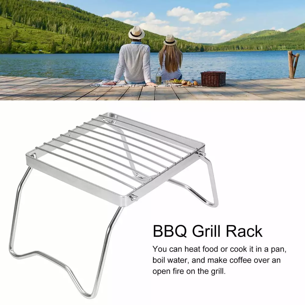 304 Stainless Steel Foldable BBQ Grill Rack Heavy Duty Portable Camping Grill