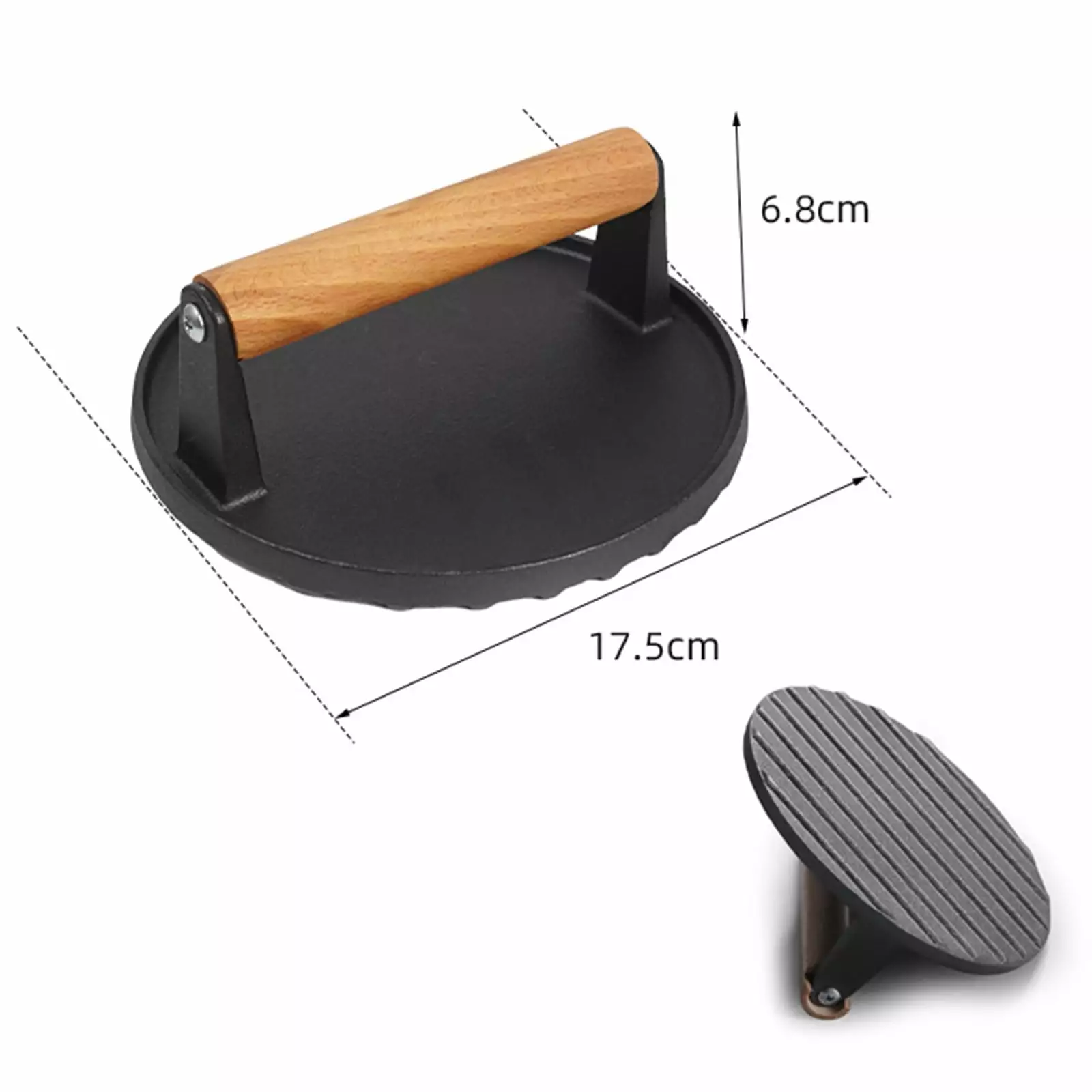 Cast Iron Grill Steak Press Meat Flattener Bacon Smash Burger Press Griddle