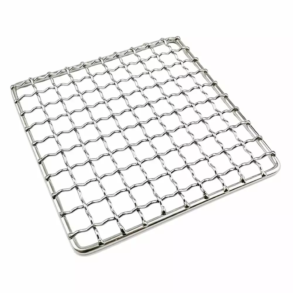 CENL Stainless Steel Grilling Net Barbecue Grilling Mesh Camping Fire Cooking Round