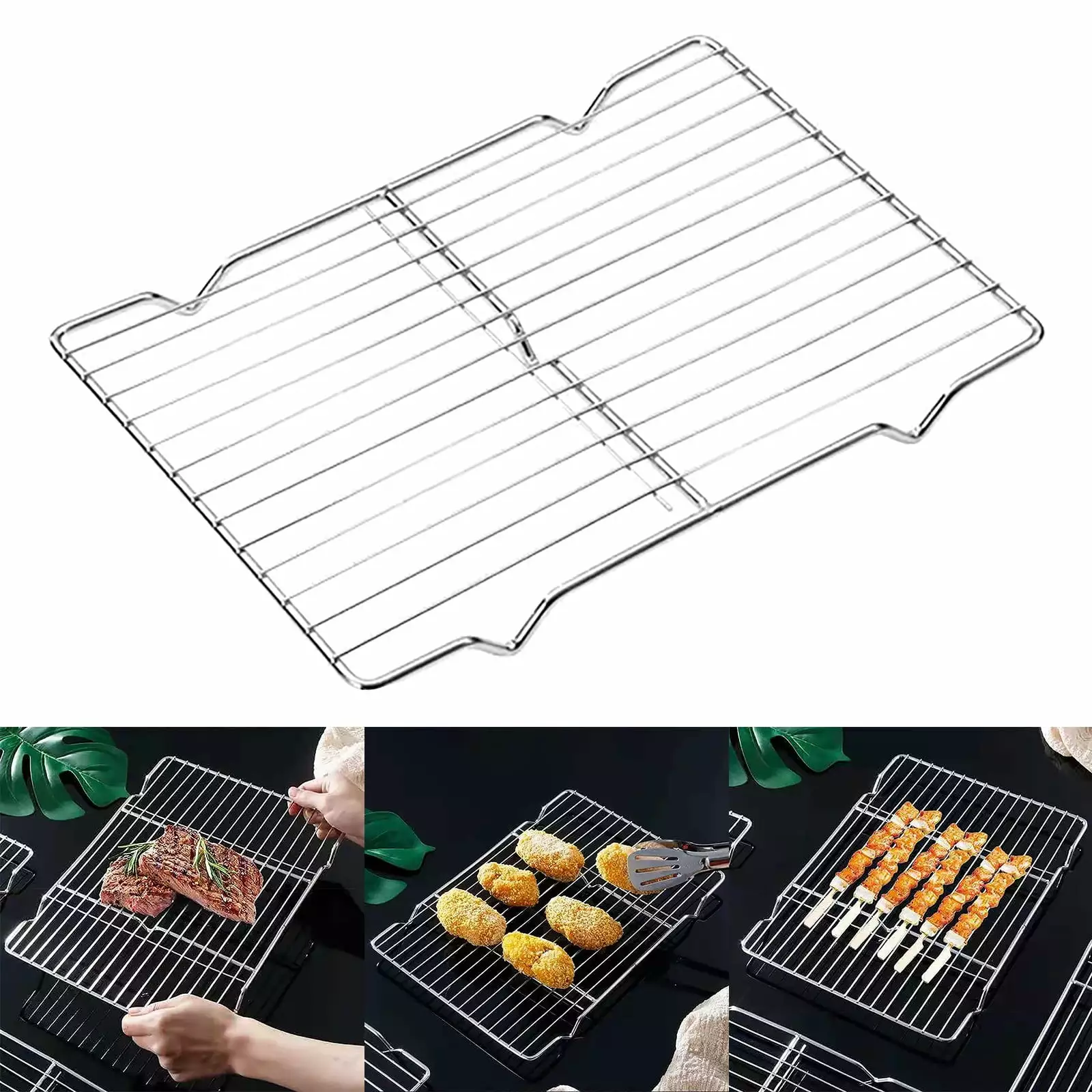 Tantouec Stainless Steel Grill Rack Antiscalding Bracket and Oil Drain Barbecue One