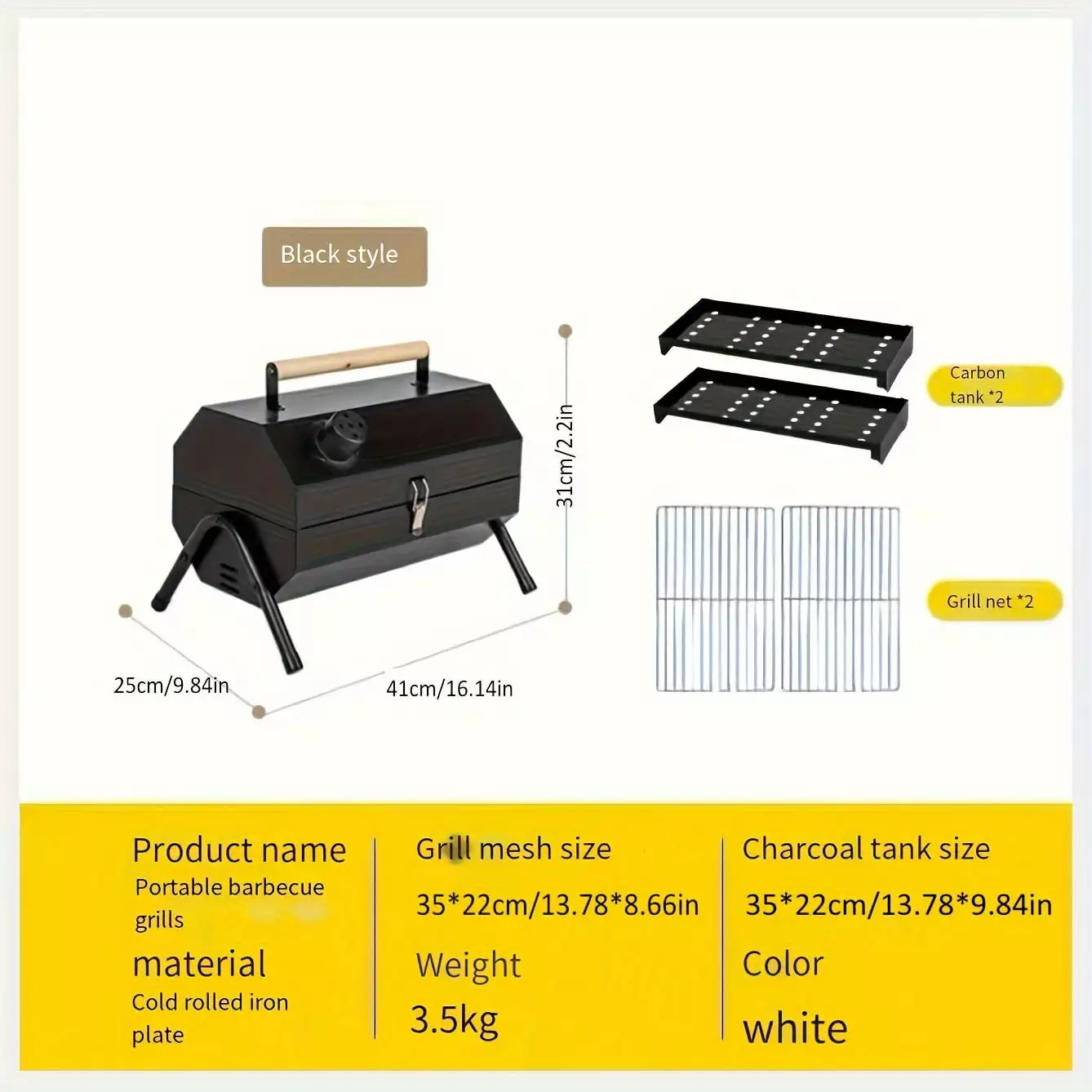 Travel-friendly Double-sided BBQ Grill Rack Outdoor Camping Backyard