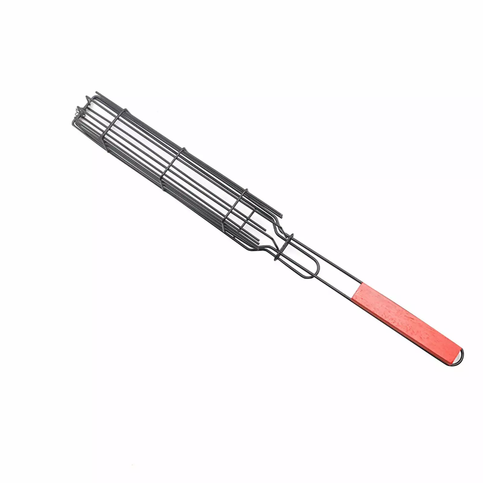 Aaihamo Hot Dog Grill Cage Wooden Handle - Sausage BBQ Clip Mesh Charcoal Grills Summer Cooking