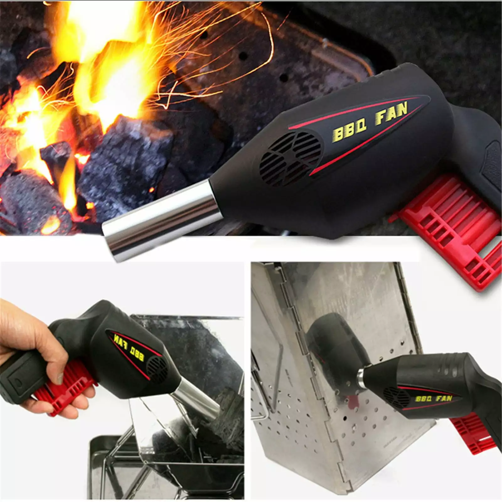 PhoneSoap Grill Blower Handheld BBQ Fan Charcoal Fire Cooking Outdoor Kitchen Multicolor