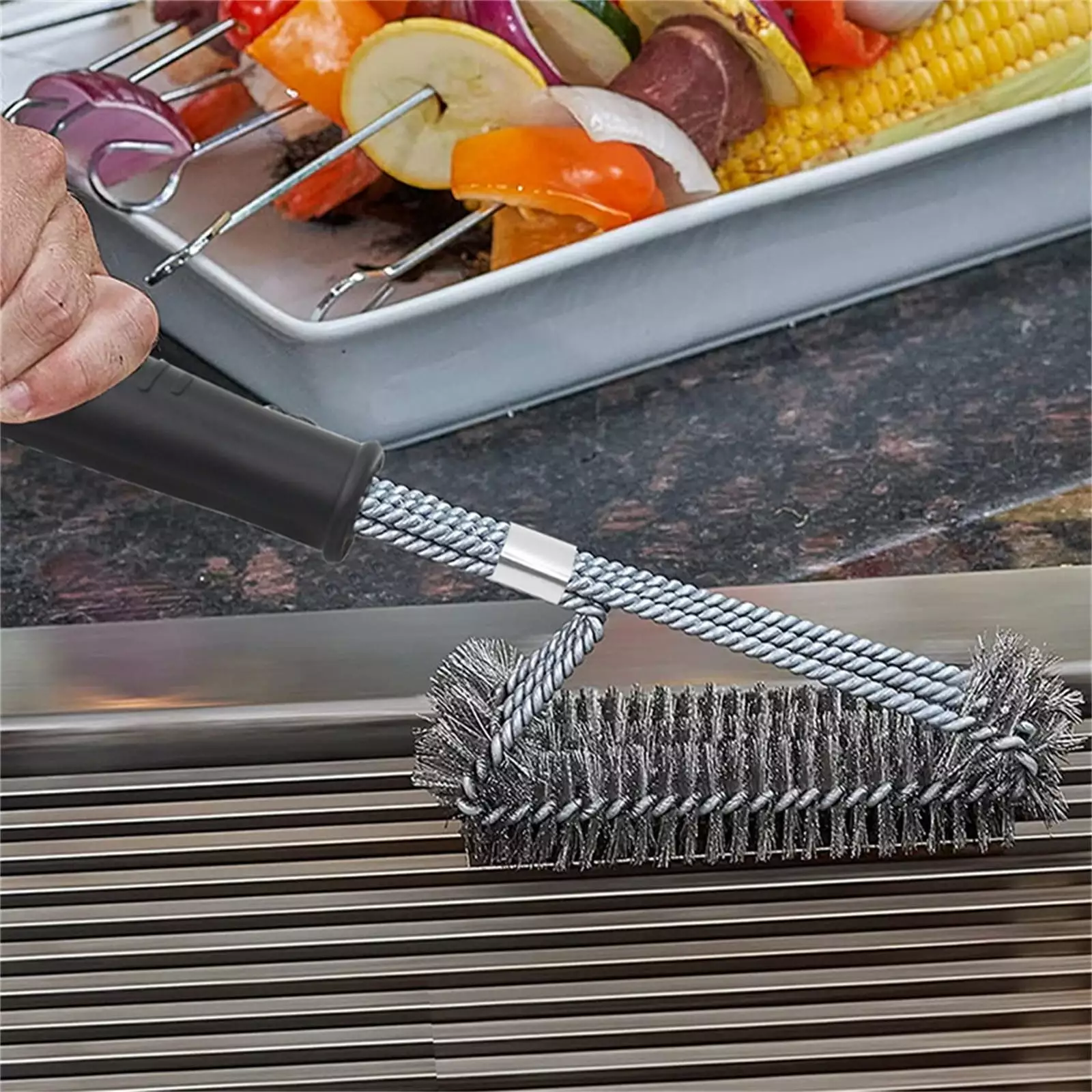 Deyared 3 1 BBQ Cleaner Grill Brush And Scraper - 18in Bristle-Free Grill Brush