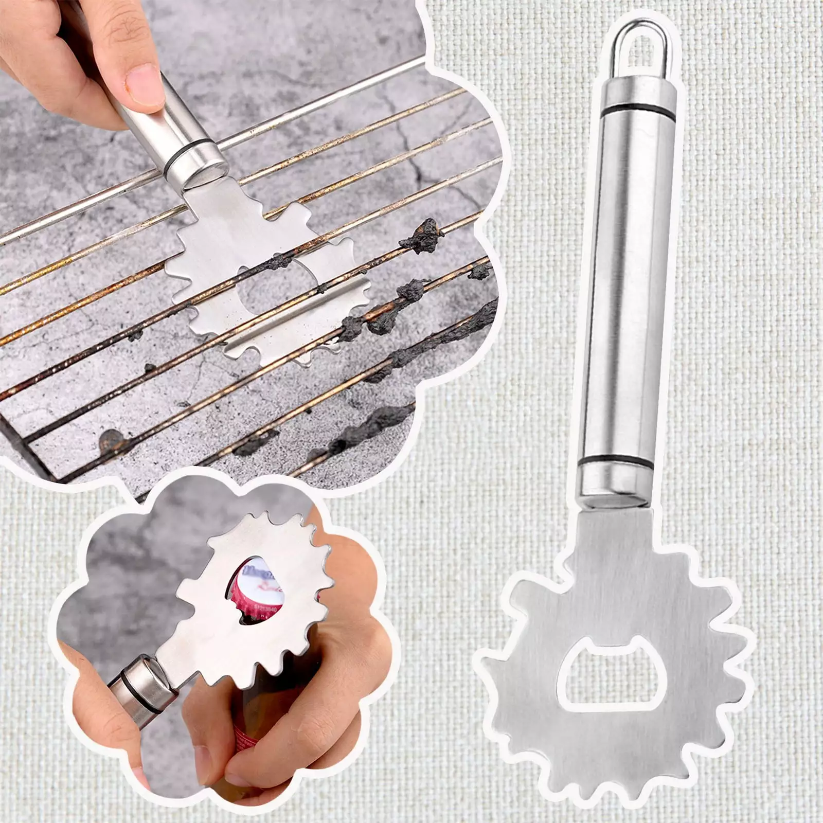 Hilingoto Stainless Steel BBQ Grill Scraper and Multi-Purpose Baking Net Cleaner