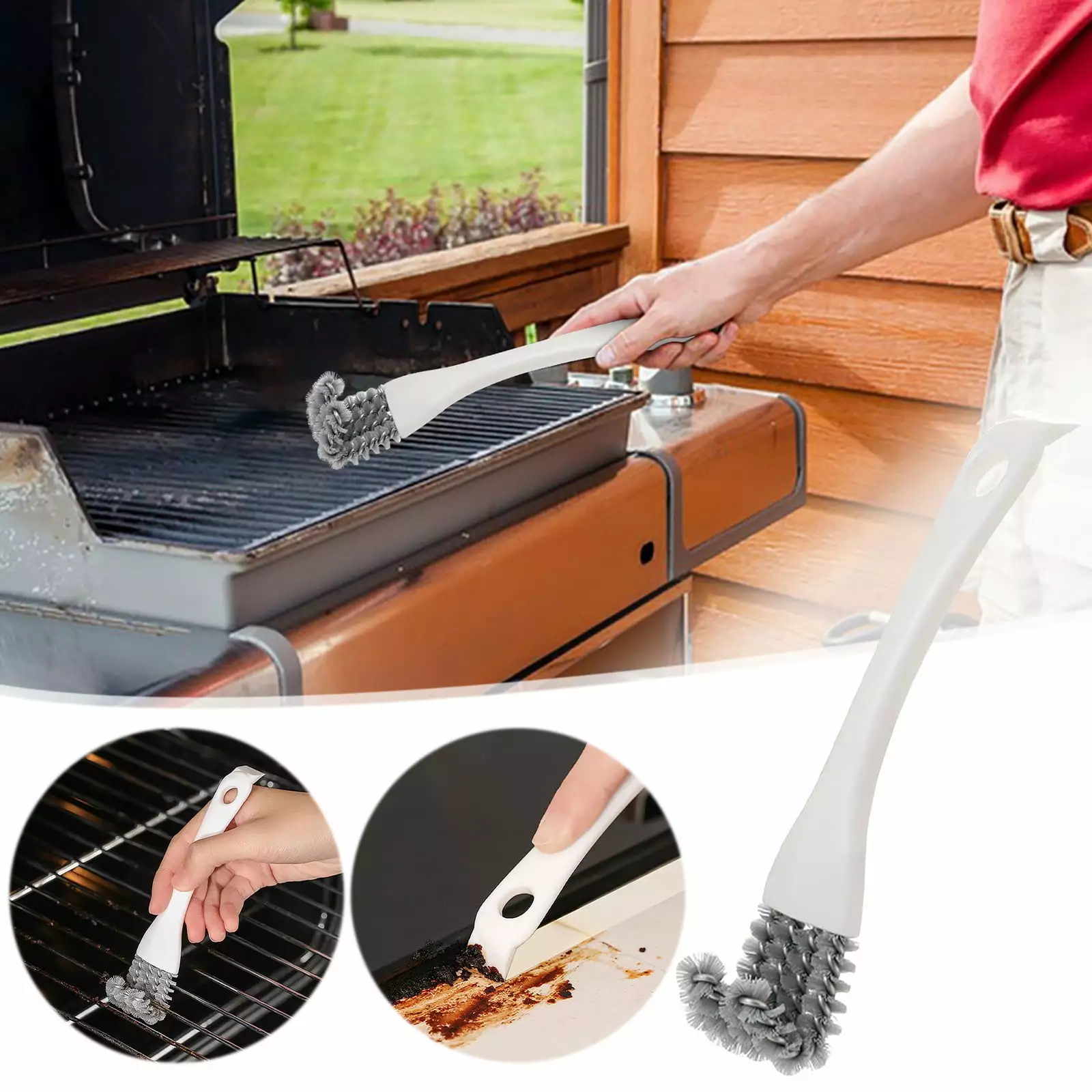 BBQ Grill Brush Handle and Scraper Infrared Charcoal Grills Cleaning Brush