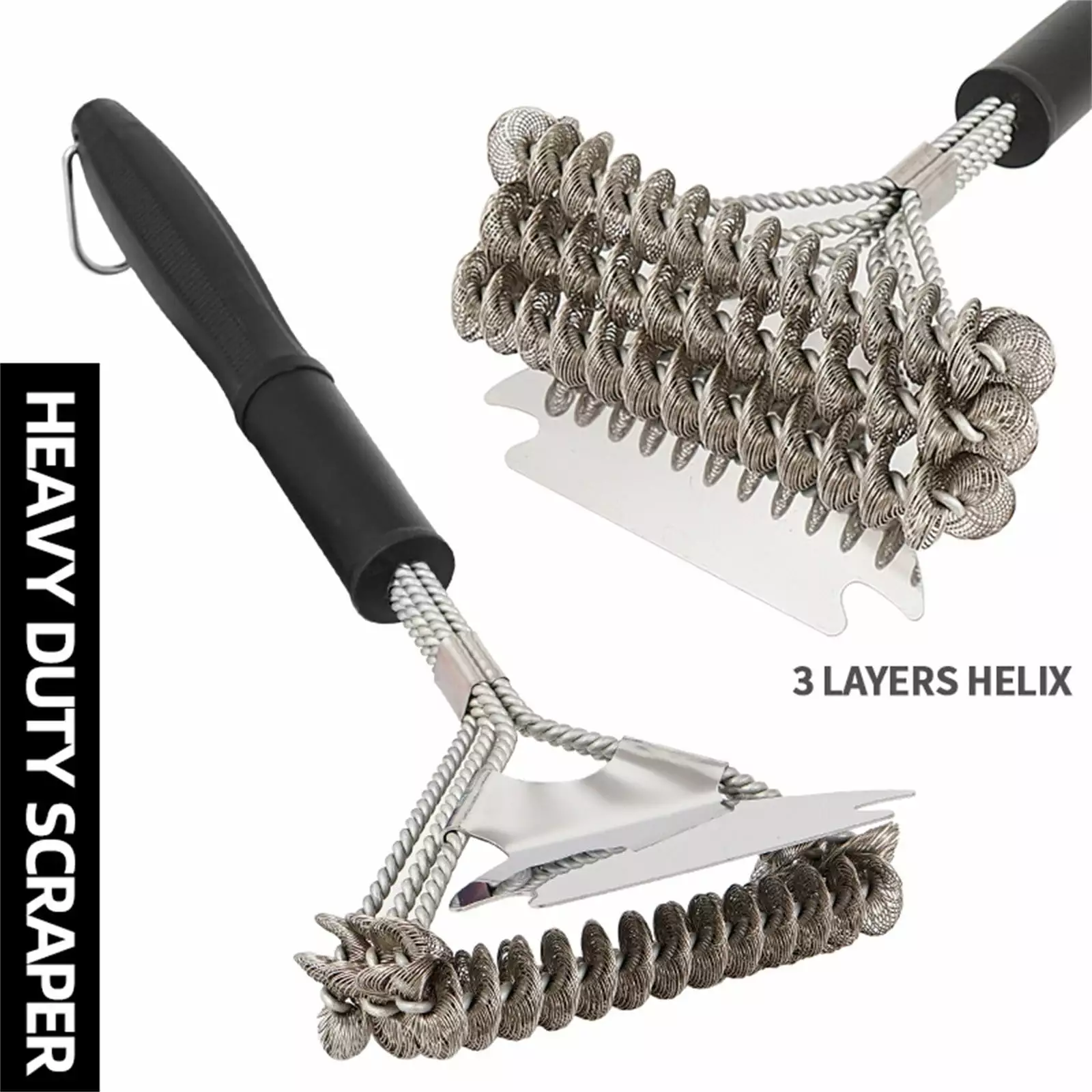 Bristle-Free Grill Brush and Scraper 16.5-Inch Stainless Steel BBQ Cleaner Gas Charcoal Grills