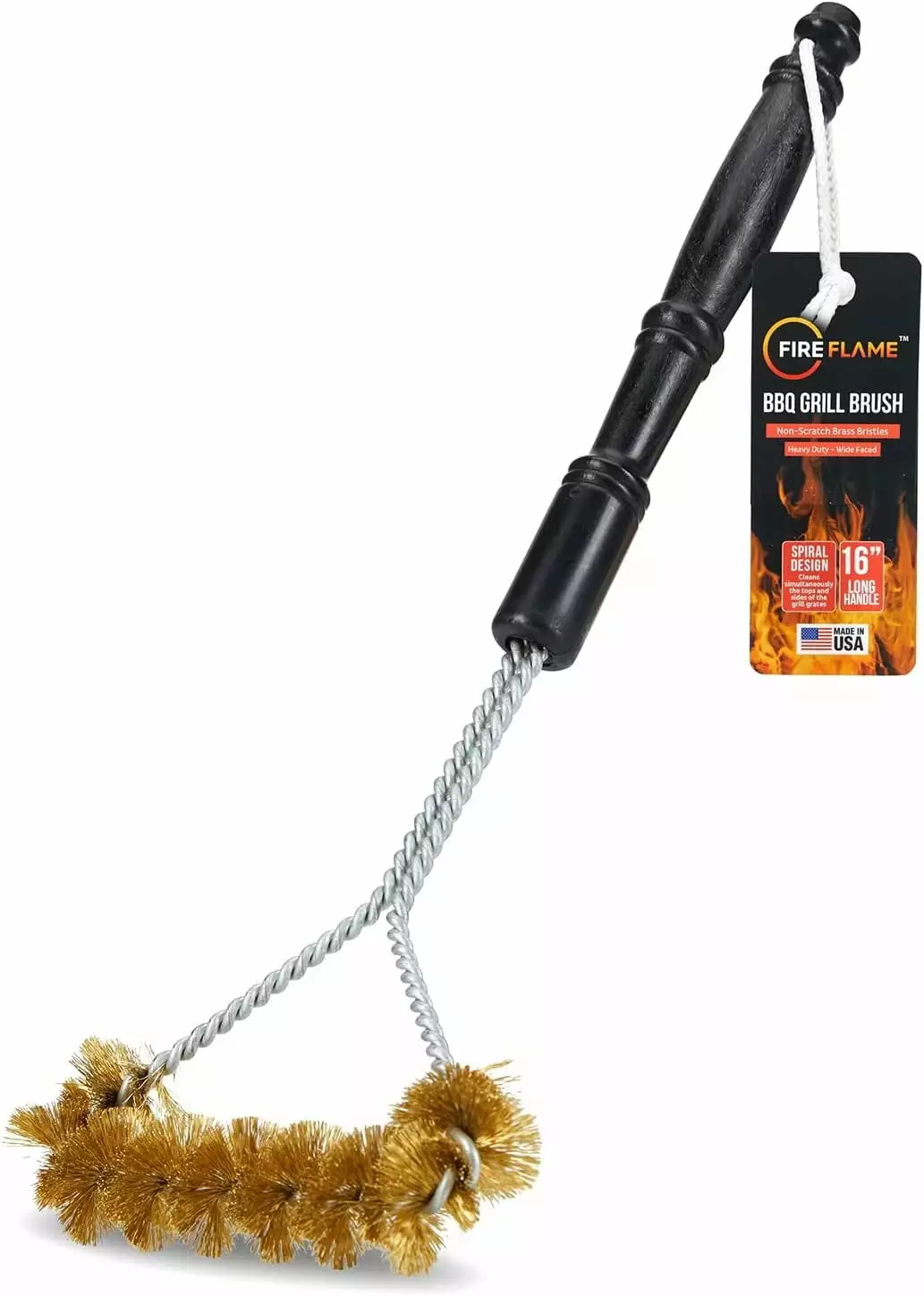 Fireflame Non-Scratch Brass BBQ Grill Brush 16-Inch Handle 12