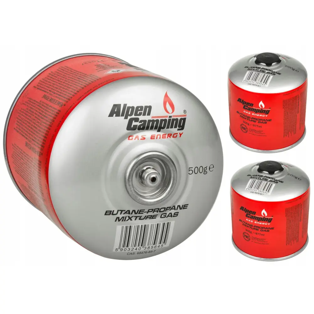 Alpen Camping 3x 500g Gas Cartridge Propane-butane, Range -10°c to+ 40°c, 7/16" Valve IK008 from Japan