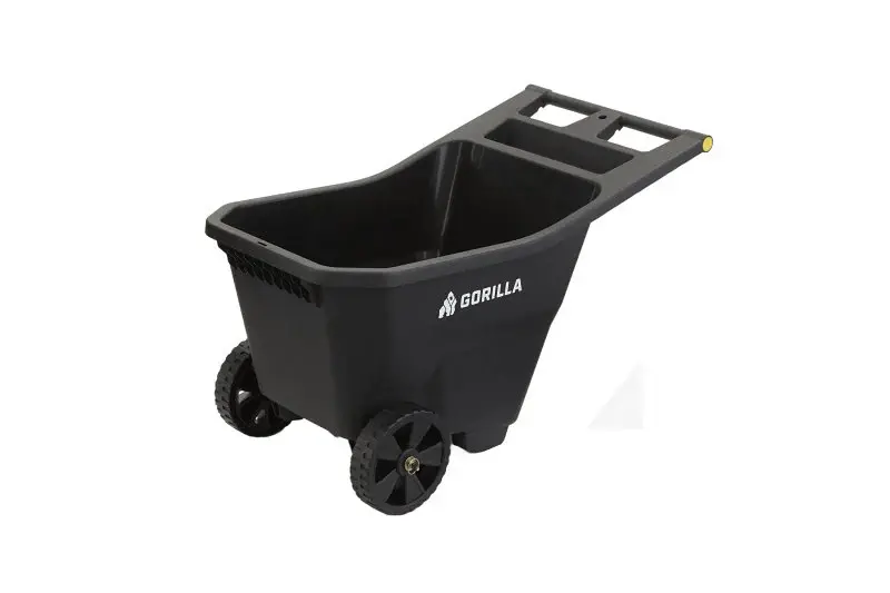 Gorilla Carts GCY Series GCY-45 Yard Cart, 300 lb, 4.5 cu-ft Deck, Polypropylene Deck, 2-Wheel, 9 Wheel, Charcoal