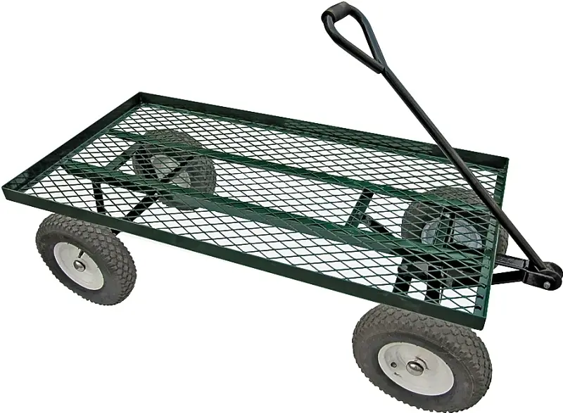 Landscapers Choose YTL22115 Garden Cart, 1200 lb, Steel Deck, 4-Wheel, 13 Wheel, Pneumatic Wheel, Green