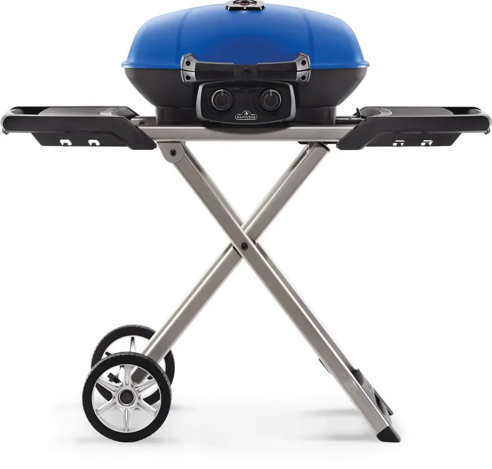 Professional BBQ Grade TravelQ™ 285X Portable Propane Gas Grill Scissor Cart, Indigo, TQ285X-BL-1