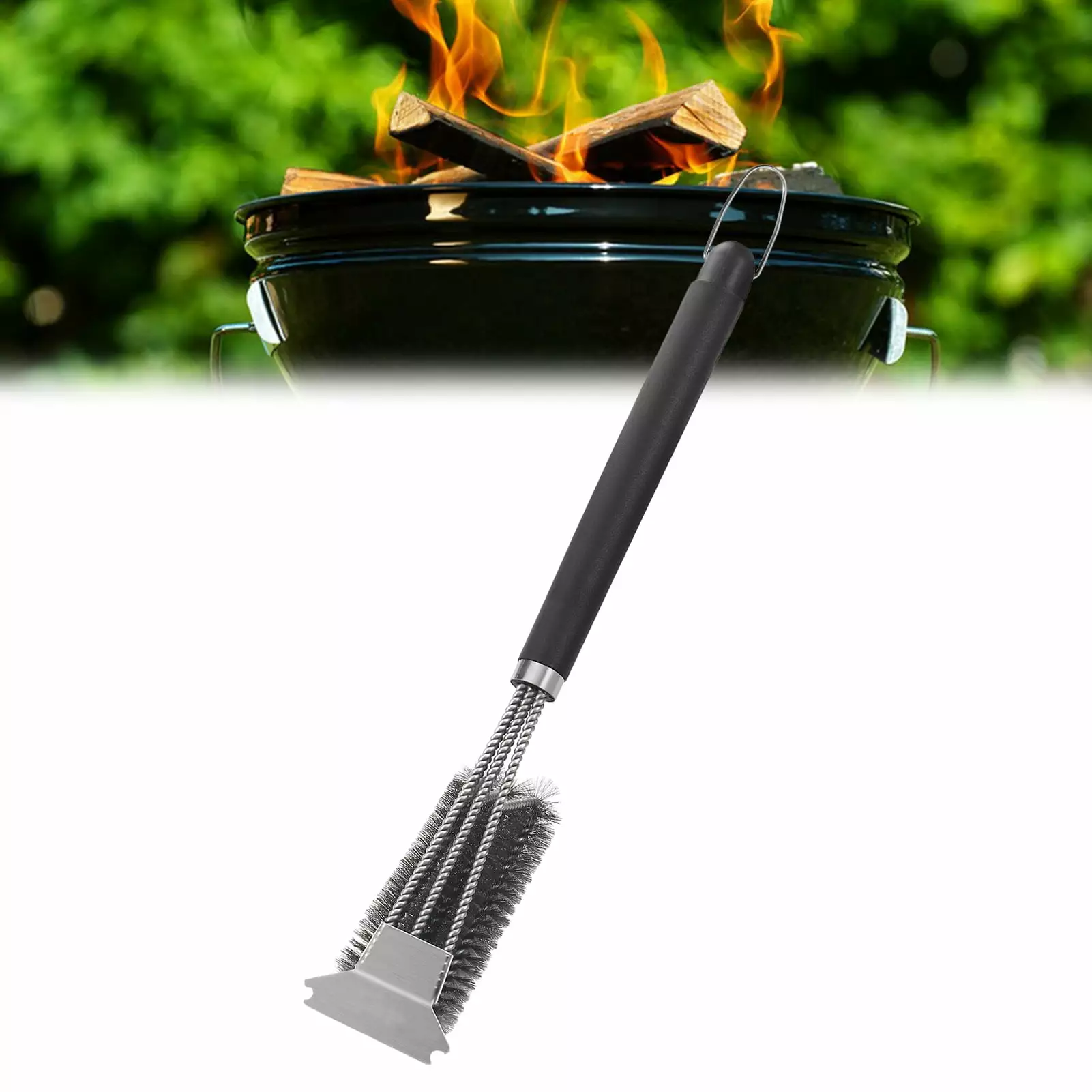 Hzsb Grill Brush Scraper - Thick Bristles Adjustable Handle BBQ Cleaning Tool Gas Charcoal Grills