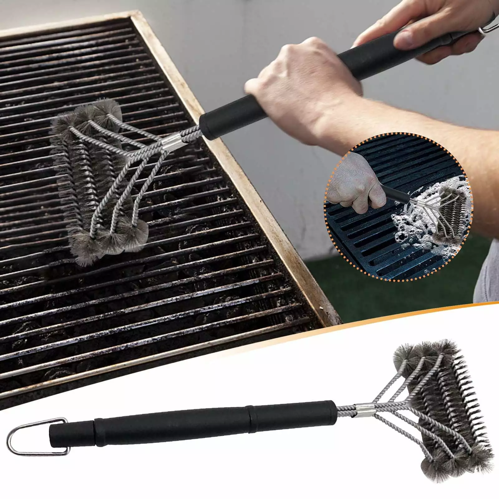 Rvasteizo Stainless Steel Barbecue Brush Grill Rack Cleaning and Outdoor BBQ Tools Free