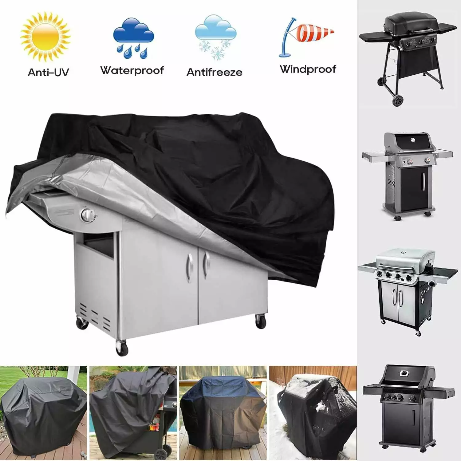 39 Inch Charbroil BBQ Gas Grill Cover Waterproof Anti-UV Hem Rope Outdoor Barbecue Protector Inch