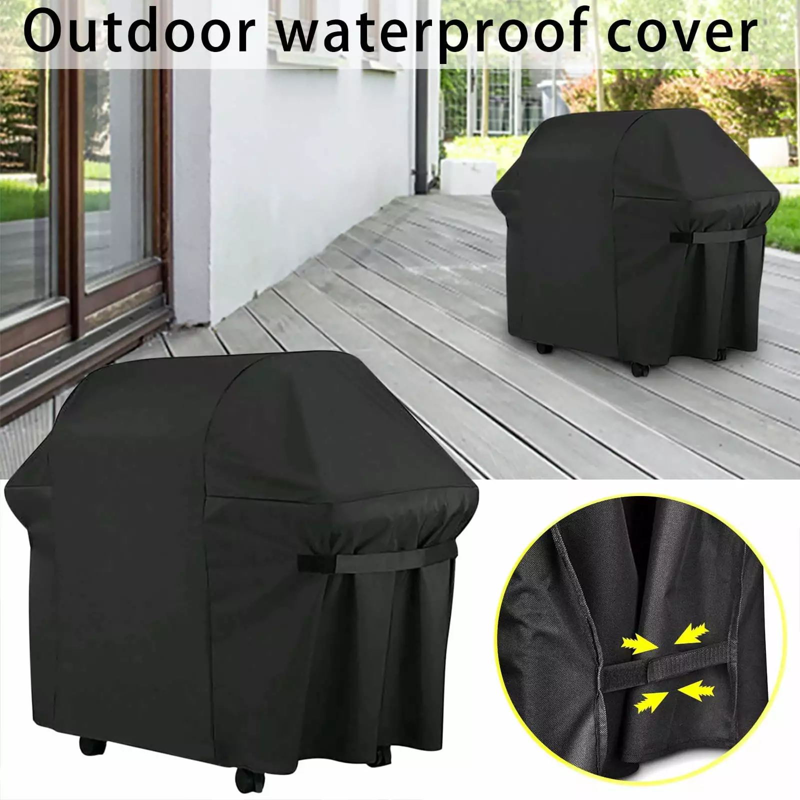 600D Heavy Duty Grill Cover Tear and Fade Resistant Outdoor Gas Grill Cover Travel-friendly Black Grill Cover