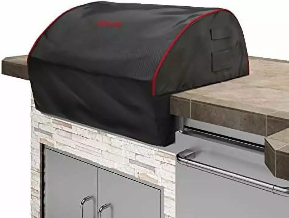 72017 46 Inch Grill Head Cover Black Red Piping