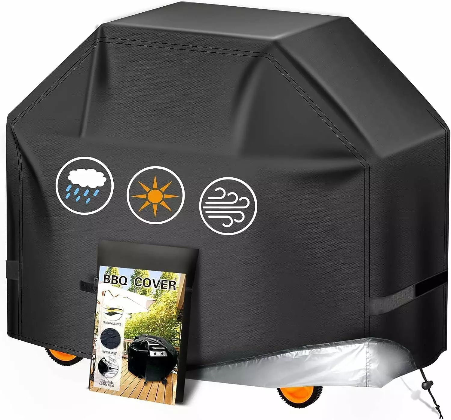 BBQ Gas Grill Cover Charbroil Outdoor Waterproof Anti-UV Hook-and-Loop Hem Rope 30