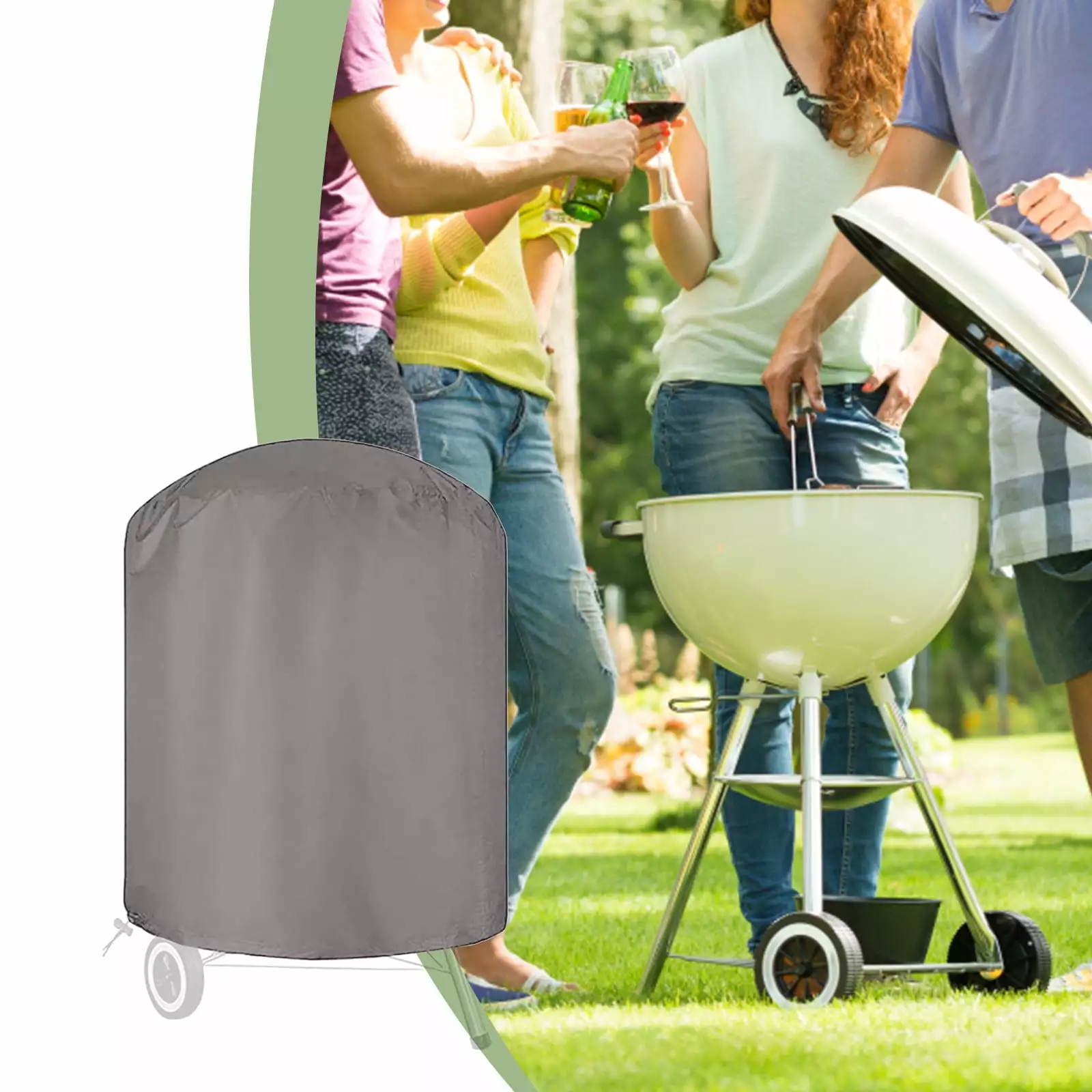 VOAVEKE 4th July Decorations Heavy Duty Round BBQ Grill Cover Charcoal Kettle 28/35 Inch Barbecue Covers Free