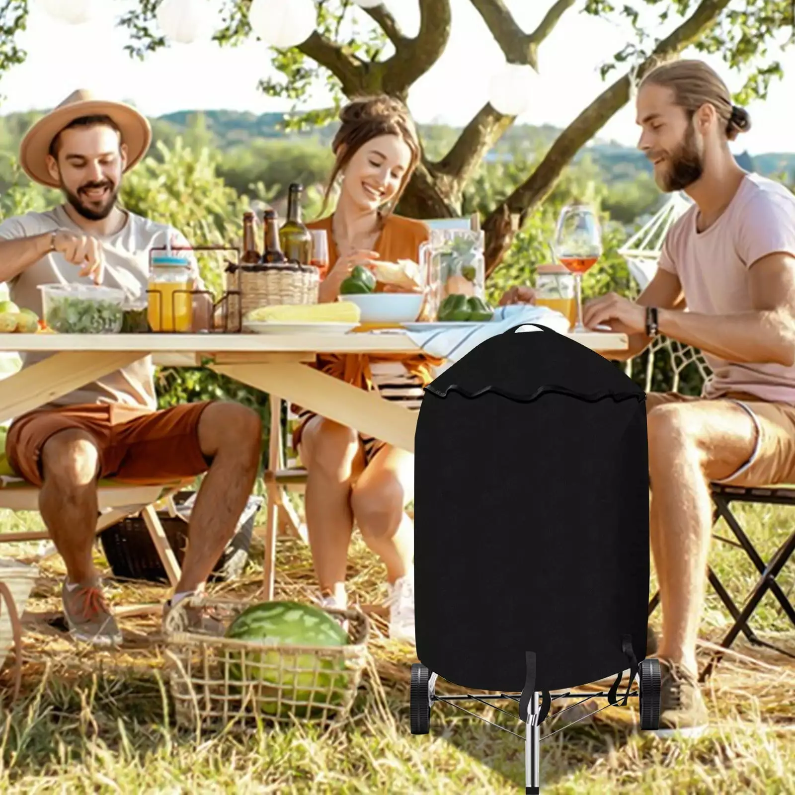 YMARPT Lightweight Charcoal Grill Cover 22 Inch Kettle BBQ Home Use