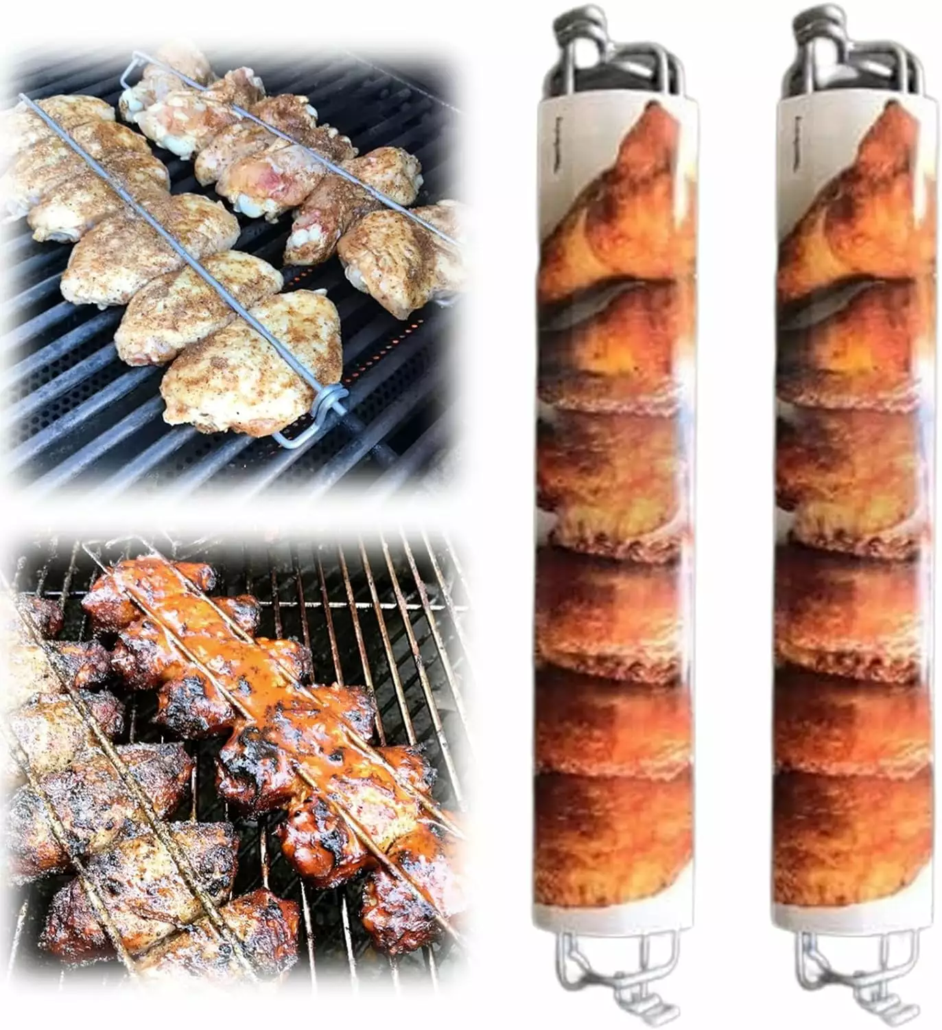 Clamping Wing Rails Grilling Chicken Wings BBQ Fork Grill Tool Set Outdoor Picnic Camping Barbecue 1