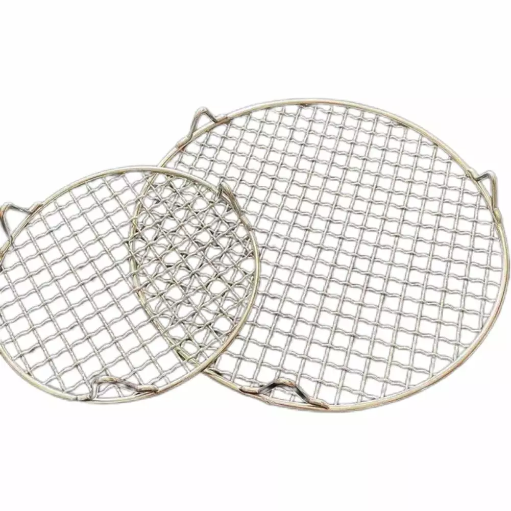 15-60cm Round BBQ Grill Mesh - Stainless Steel Non-Stick Fire Pit Grate Legs - Cooking Grill Accessories