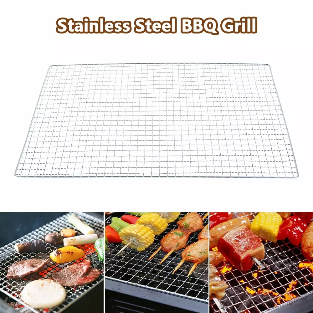 HOTBEST Stainless Steel BBQ Grill Net 30x45CM Replacement Grill Grids Mesh Wire Rack Camping Outdoor Picnic
