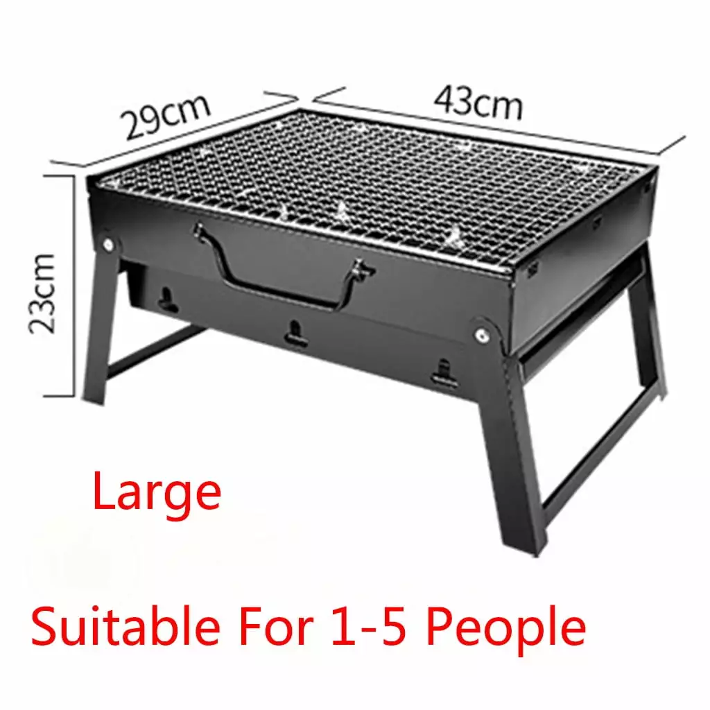 WJHWSX Non-Stick Folding BBQ Camp Grill Grate - Travel-Friendly Stainless Steel Black Barbecue Grill 13