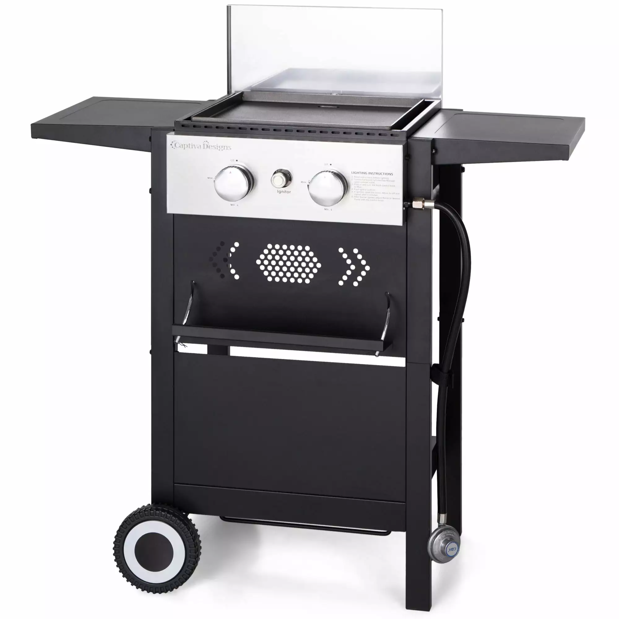 Sophia & William 2-Burner Gas Grill and Griddle Combo Wheels Outdoor Cooking 2