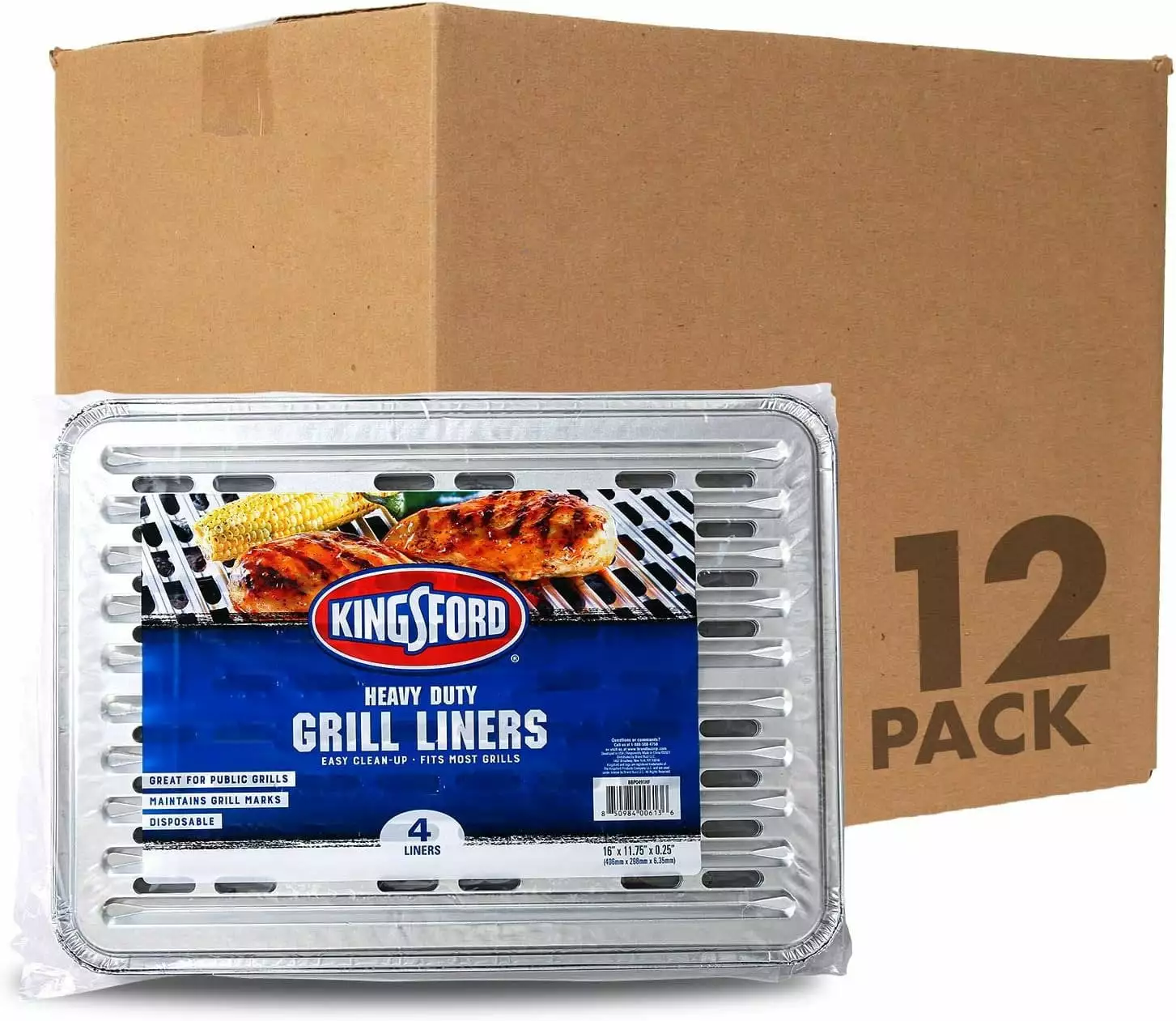 Kingsford Heavy Duty Aluminum Grill Liners Disposable Grilling Liners 48 Count Prevent Food Falling Through 16