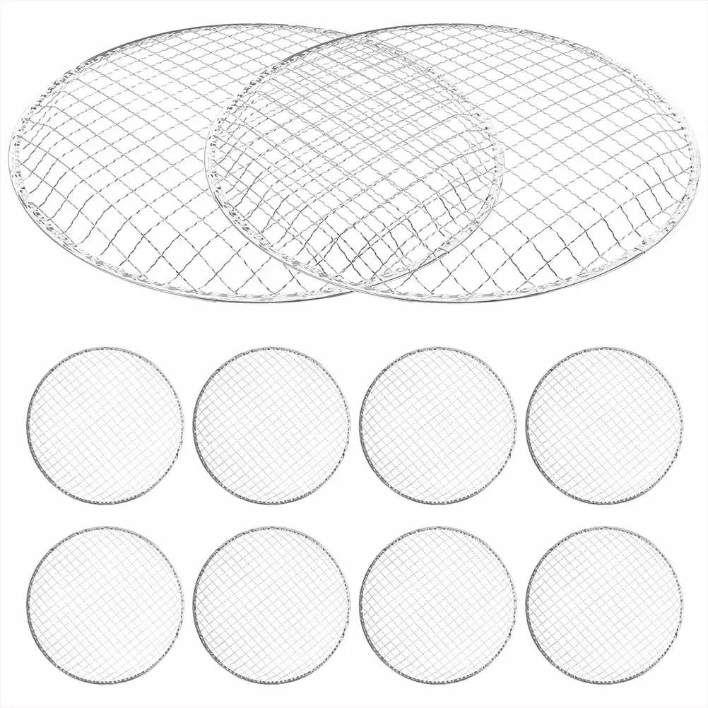NUOLUX 10Pcs Disposable Round Grill Mesh Camping BBQ Grate Cooking Mat Grid 33330