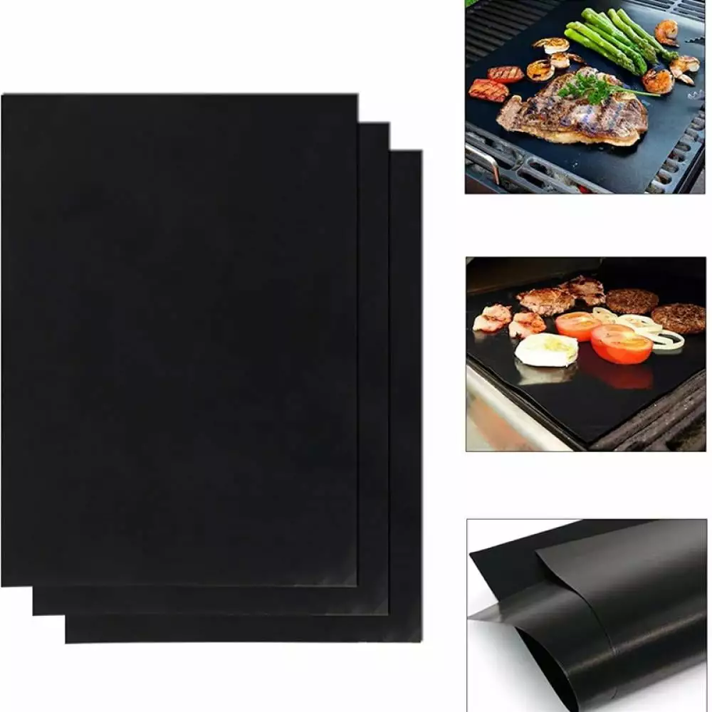 Set 3 Heavy Duty Non Stick BBQ Grill Mats Reusable Gas Charcoal Electric Grill
