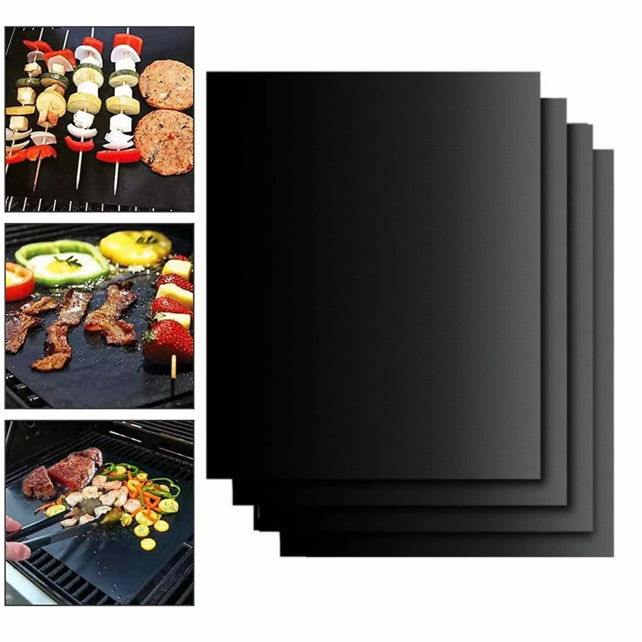Grill Mat Set 5 Non-Stick BBQ Outdoor Grill & Baking Mats Reusable and Easy to Clean Works on Gas Charcoal Electric Grill ...